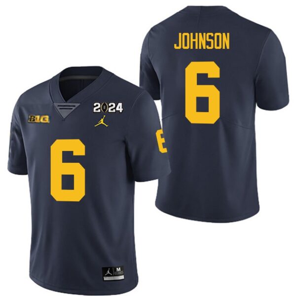 Michigan Wolverines 6 Cornelius Johnson Navy 2024 College Championship Men Jersey