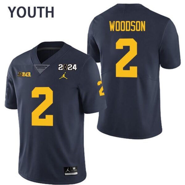 Michigan Wolverines 2 Charles Woodson Navy 2024 College Championship Youth Jersey