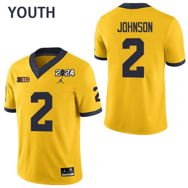 Michigan Wolverines 2 Will Johnson Yellow 2024 College Championship Youth Jersey