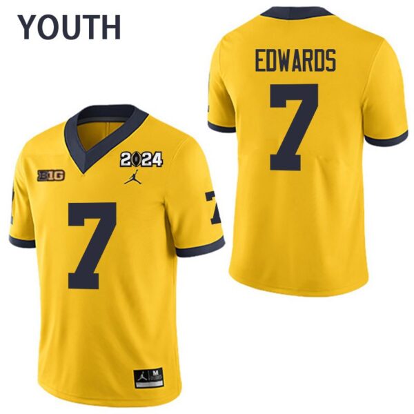 Michigan Wolverines 7 Donovan Edwards Yellow 2024 College Championship Youth Jersey