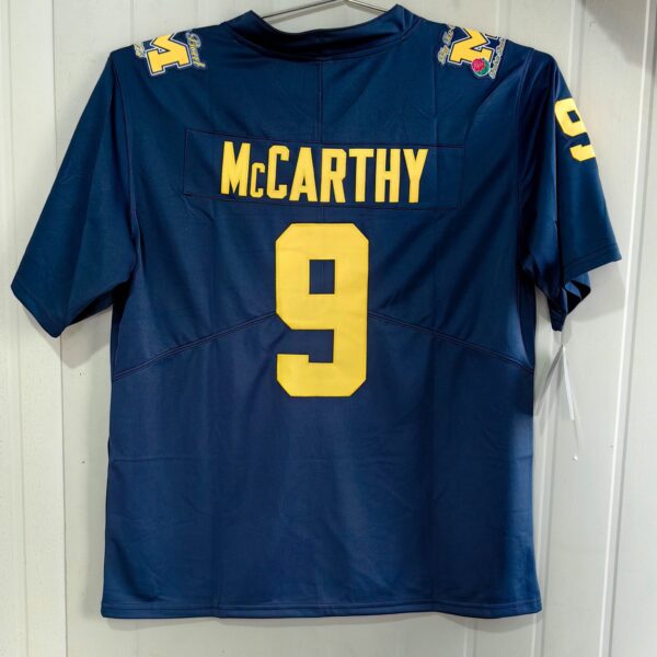 Michigan Wolverines 9 J.J. McCarthy Navy Big Ten Champs Rose Bowl Jersey - Image 2