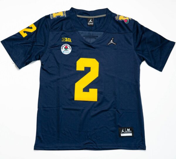 Michigan Wolverines 2 Blake Corum Navy Big Ten Champs Rose Bowl Jersey