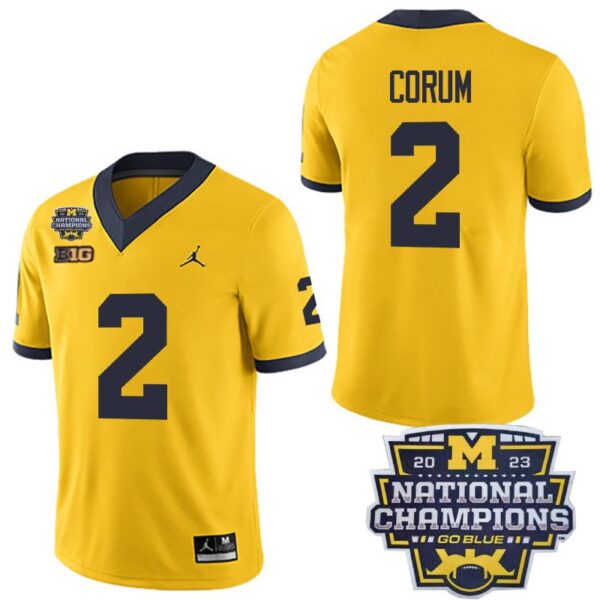 Michigan Wolverines 2 Blake Corum Yellow National Champions Youth Stitched Jersey