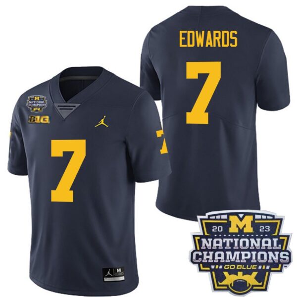 Michigan Wolverines 7 Donovan Edwards Navy National Champions Youth Stitched Jersey