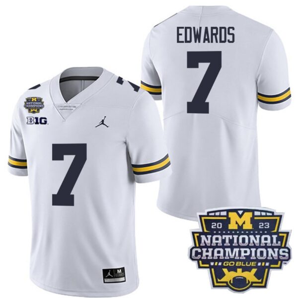 Michigan Wolverines 7 Donovan Edwards White National Champions Youth Stitched Jersey