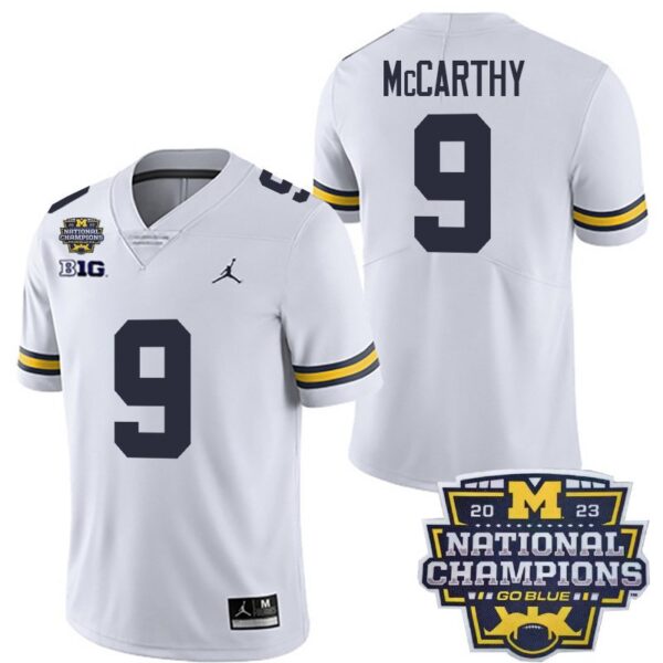 Michigan Wolverines 9 J.J. McCarthy White National Champions Youth Stitched Jersey