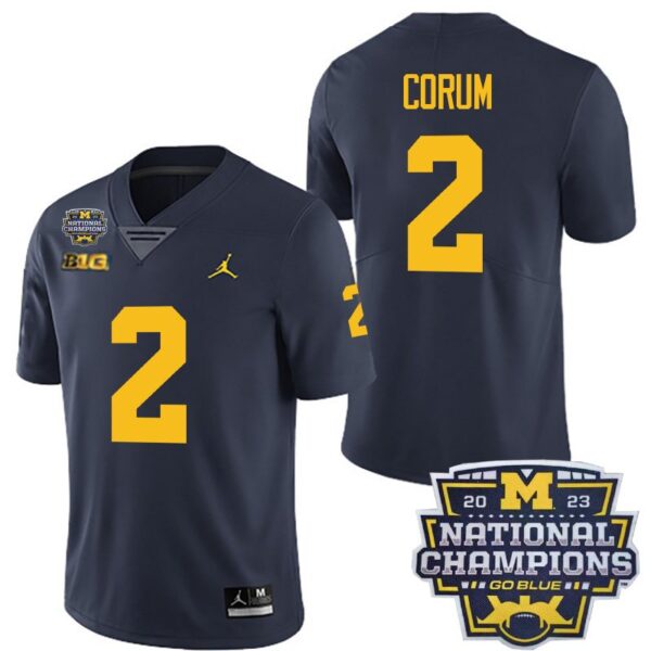 Michigan Wolverines 2 Blake Corum Navy National Champions Men's Stitched Jersey