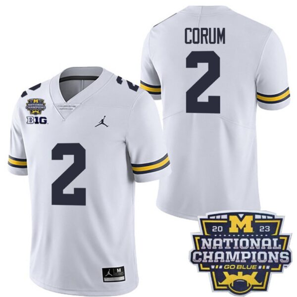 Michigan Wolverines 2 Blake Corum White National Champions Men's Stitched Jersey