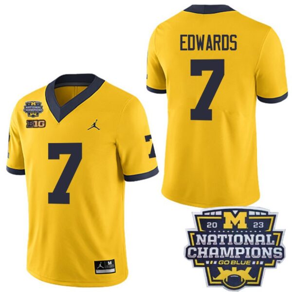 Michigan Wolverines 7 Donovan Edwards Yellow National Champions Men's Stitched Jersey