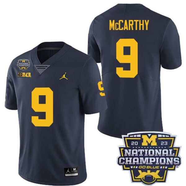 Michigan Wolverines 9 J.J. McCarthy Navy National Champions Men's Stitched Jersey