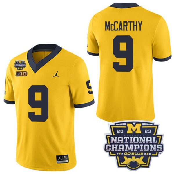 Michigan Wolverines 9 J.J. McCarthy Yellow National Champions Men's Stitched Jersey