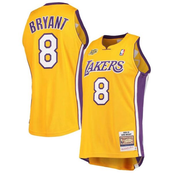 Men's Lakers 8# Kobe Bryant Yellow 00-01 Retro Stitched Jersey