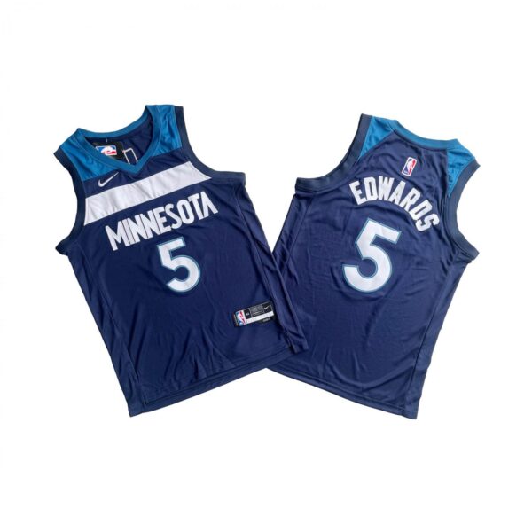 Men's Timberwolves 5# Anthony Edwards dark blue Stitched Jersey