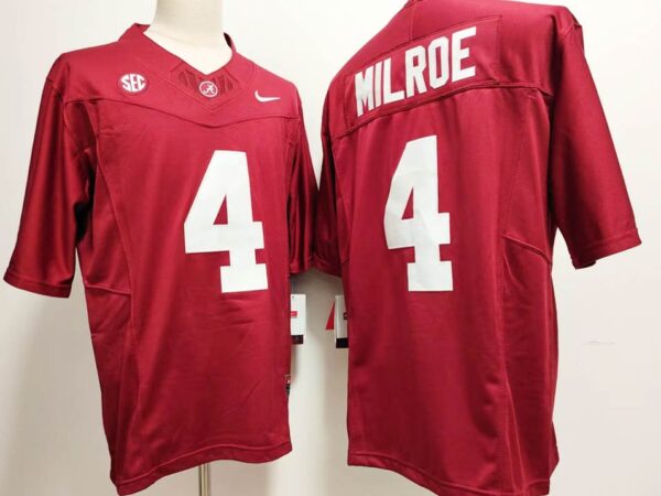 Alabama Crimson Tide #4 Jalen Milroe Red 2024 Stitched Jersey