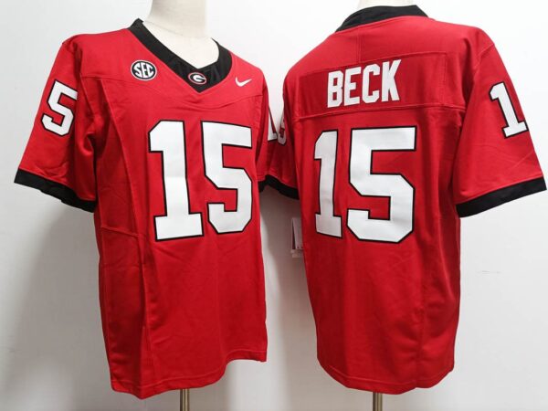 Georgia Bulldogs #15 Carson Beck Red 2024 Stitched Jersey