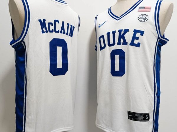 Duke Blue Devils Basketball #0 Jared McCain White 2024 Stitched Jersey