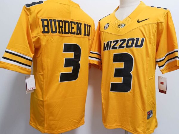 Missouri Tigers #3 Luther Burden III Yellow 2024 Stitched Jersey