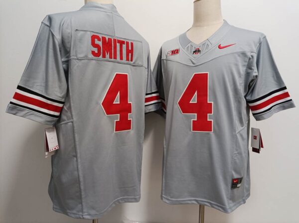 Men's Ohio State Buckeyes #4 Jeremiah Smith Gray Stitched Jersey