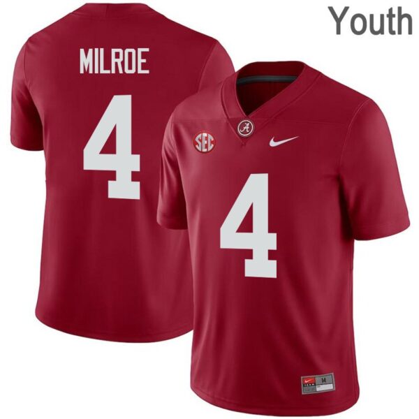 Alabama Crimson Tide #4 Jalen Milroe Red Stitched Youth Jersey