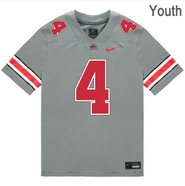 Ohio State Buckeyes #4 Jeremiah Smith Grey Stitched Youth Jersey