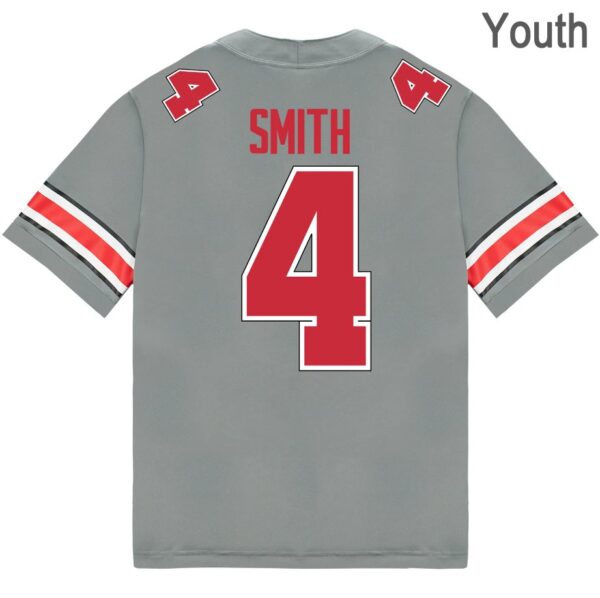 Ohio State Buckeyes #4 Jeremiah Smith Grey Stitched Youth Jersey - Image 2