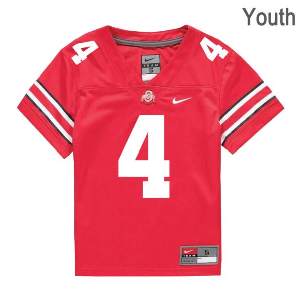 Ohio State Buckeyes #4 Jeremiah Smith Red Stitched Youth Jersey