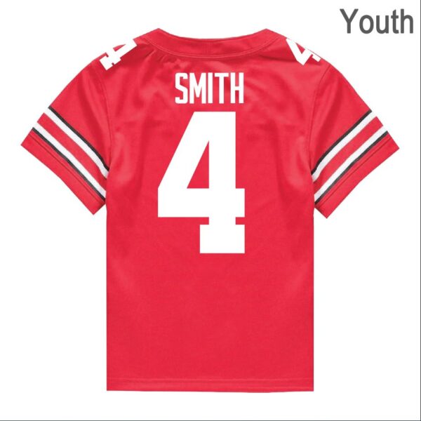 Ohio State Buckeyes #4 Jeremiah Smith Red Stitched Youth Jersey - Image 2