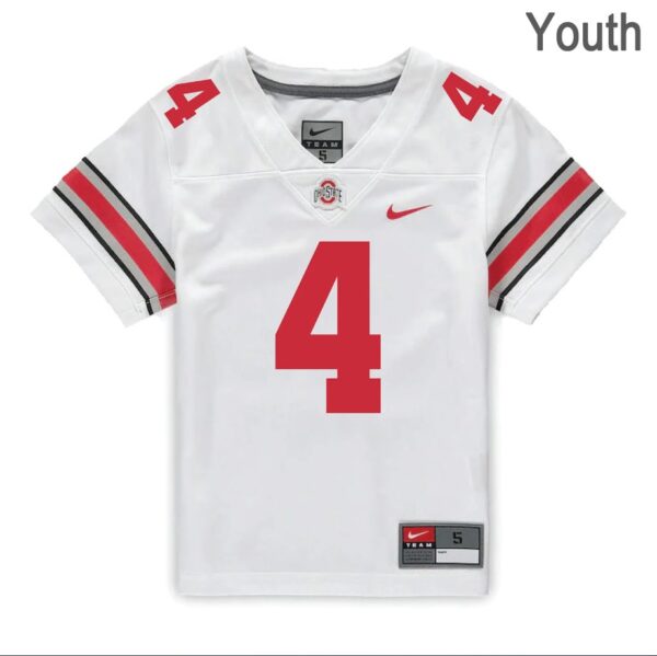 Ohio State Buckeyes #4 Jeremiah Smith White Stitched Youth Jersey