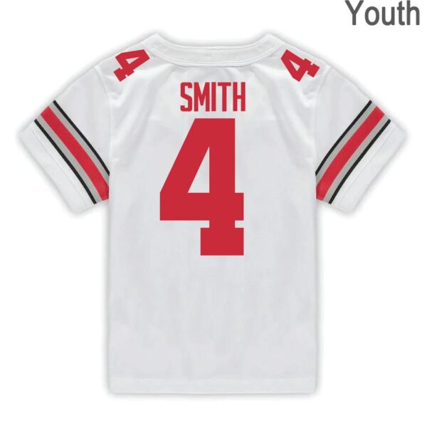 Ohio State Buckeyes #4 Jeremiah Smith White Stitched Youth Jersey - Image 2