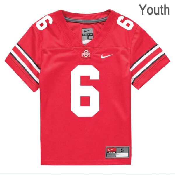 Ohio State Buckeyes #6 Sonny Styles Red Stitched Youth Jersey