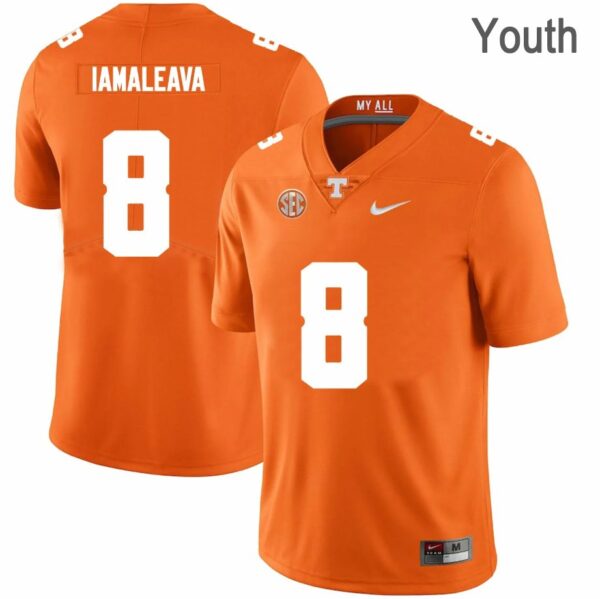 Tennessee Volunteers #8 Nico Iamaleava Football Orange Stitched Youth Jersey