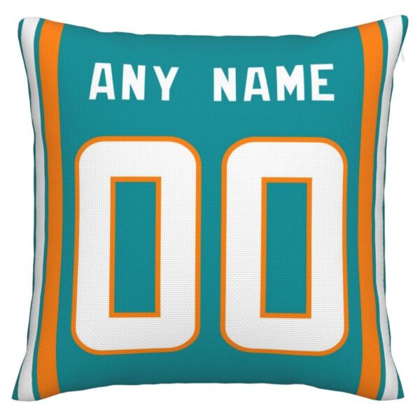 Custom M.Dolphins Pillow Decorative Throw Pillow Case - Print Personalized Football Team Fans Name & Number Birthday Gift Football Pillows - Image 3