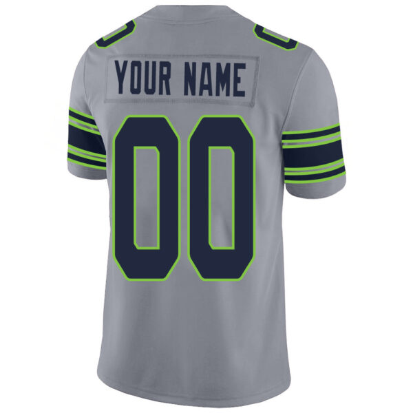 Custom S.Seahawks Stitched American Football Jerseys Personalize Birthday Gifts Grey Jersey - Image 3