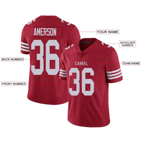 Custom SF.49ers Football Jerseys Team Player or Personalized Design Your Own Name for Men's Women's Youth Jerseys Red - Image 4