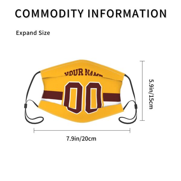 Custom W.Commanders Face Covering Football Team Decorative Adult Face Mask With Filters PM 2.5 Gold 2-Pack - Image 4