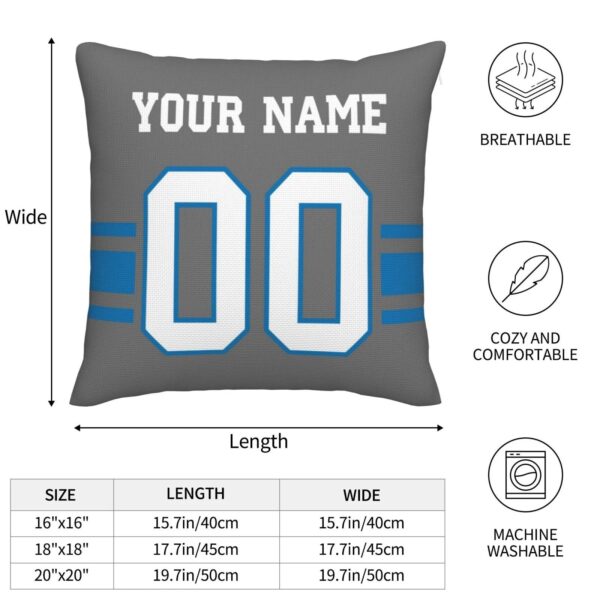 Custom D.Lions Pillow Decorative Throw Pillow Case - Print Personalized Football Team Fans Name & Number Birthday Gift Football Pillows - Image 4