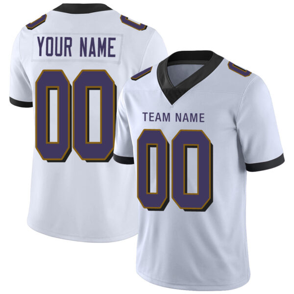 Custom B.Raven Men's American White Vapor Limited Stitched Football Jersey