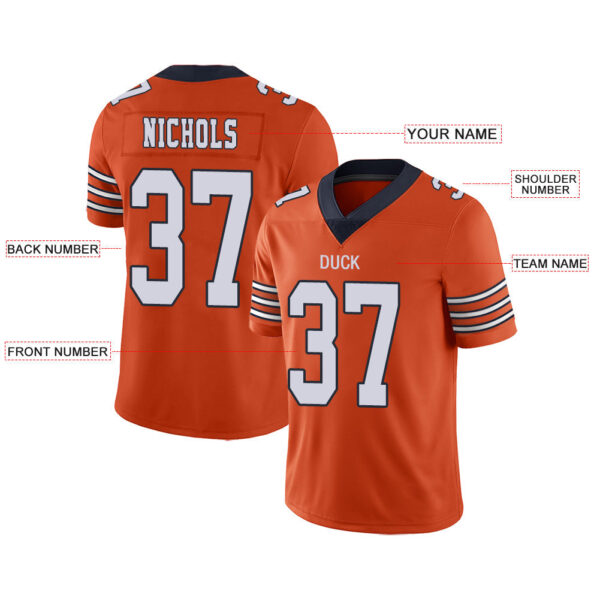 Custom C.Bear Stitched American Football Jerseys Personalize Birthday Gifts Orange Jersey - Image 2