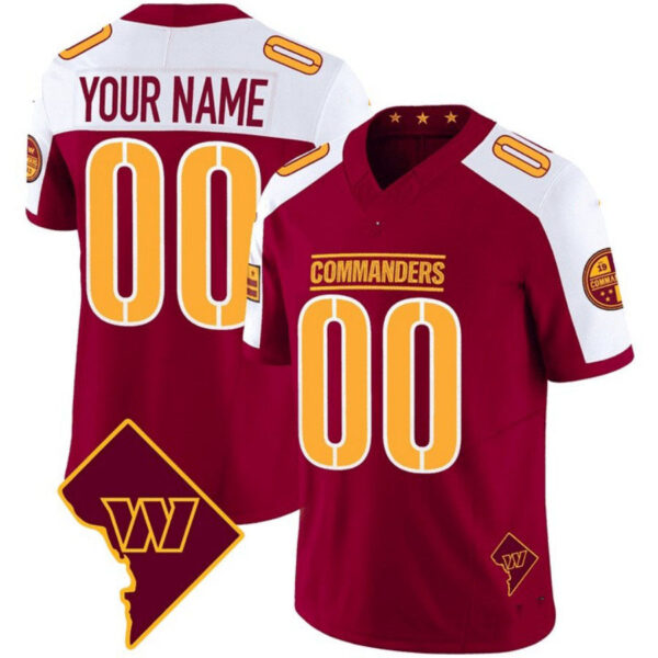 Custom W.Commanders Burgundy White W Patch Vapor F.U.S.E Limited Stitched Football Jersey V4