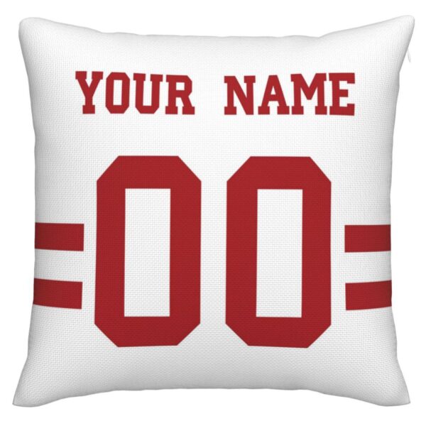 Custom SF.49ers Pillow Decorative Throw Pillow Case - Print Personalized Football Team Fans Name & Number Birthday Gift Football Pillows - Image 3