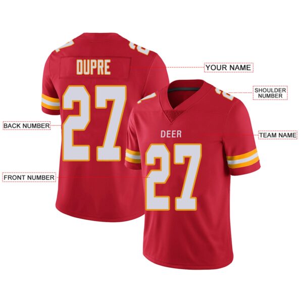 Custom KC.Chiefs Football Jerseys Team Player or Personalized Design Your Own Name for Men's Women's Youth Jerseys Red - Image 4