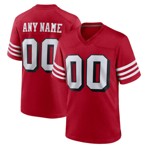 Custom SF.49ers New Red Black Stitched American Football Jerseys 2022 - Image 2