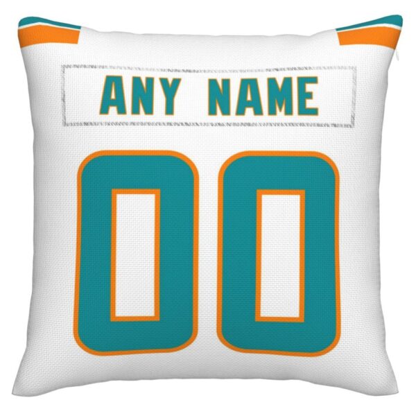 Custom M.Dolphins Pillow Decorative Throw Pillow Case - Print Personalized Football Team Fans Name & Number Birthday Gift Football Pillows - Image 3