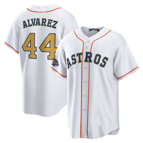 #44 Yordan Alvarez Houston Astros 2023 White gold collection authentic player jersey Stitches Baseball Jerseys