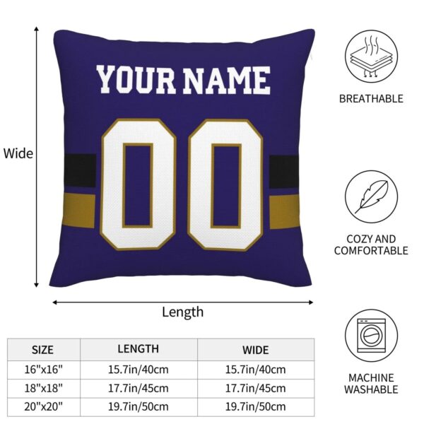 Custom B.Ravens Pillow Purple Football Team Decorative Throw Pillow Case Print Personalized Football Style Fans Letters & Number Birthday Gift Football Pillows - Image 6