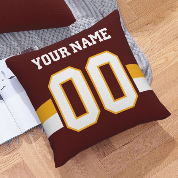 Custom Burgundy W.Commanders Decorative Throw Pillow Case - Print Personalized Football Team Fans Name & Number Birthday Gift - Image 7