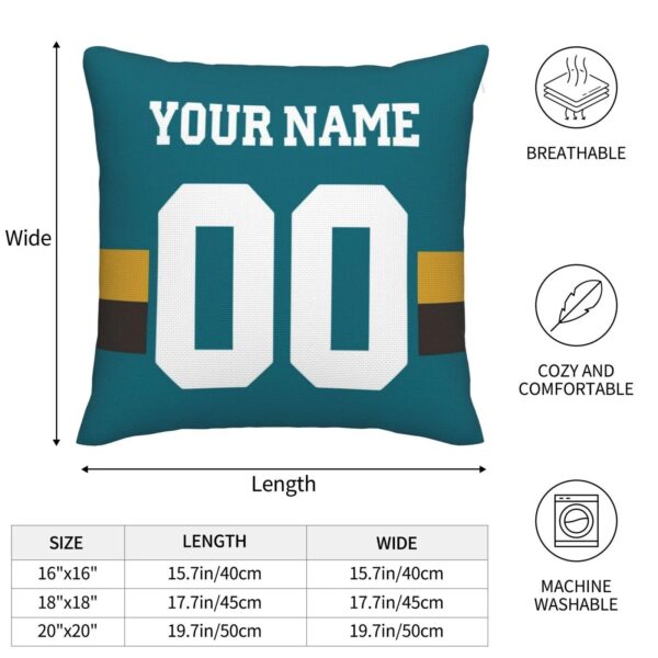 Custom J.Jaguars Pillow Decorative Throw Pillow Case - Print Personalized Football Team Fans Name & Number Birthday Gift Football Pillows - Image 6