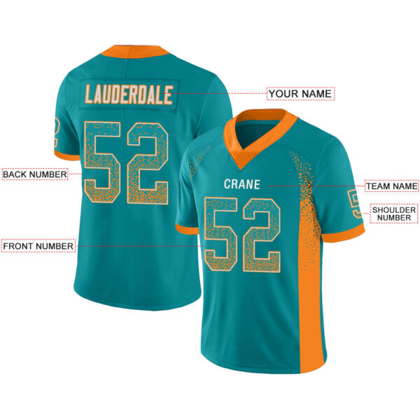 Custom M.Dolphins Stitched American Football Jerseys Personalize Birthday Gifts Aqua Jersey - Image 2