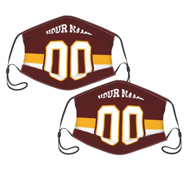 Custom W.Commanders Face Covering Football Team Decorative Adult Face Mask With Filters PM 2.5 Burgundy 2-Pack - Image 3