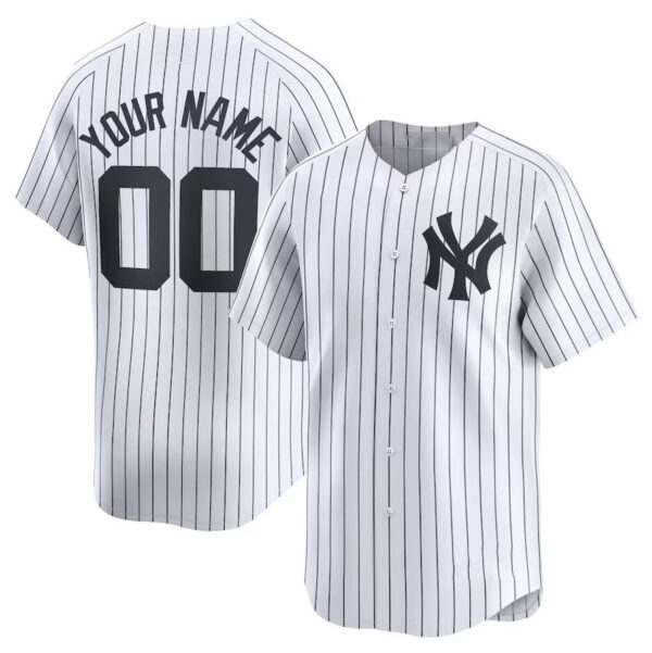 Custom New York Yankees Home Limited Jersey - White Stitches Baseball Jerseys